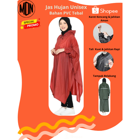 Jas Hujan Ponco Kelelawar Lengan Panjang Setelan Celana