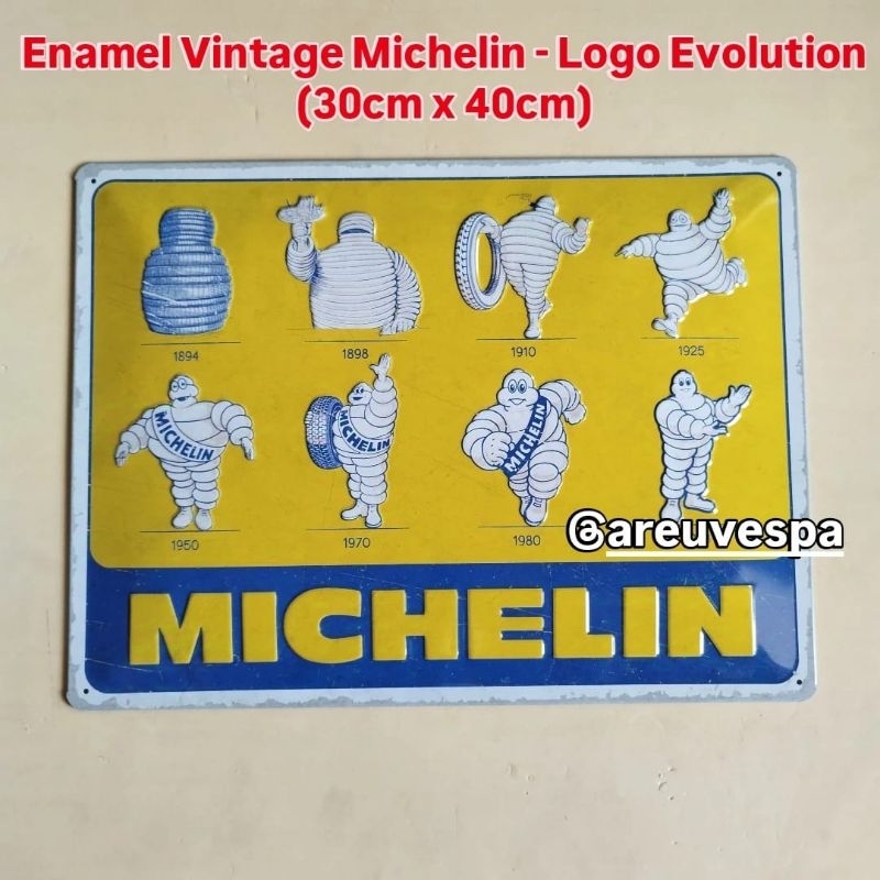 Enamel Vintage Michelin - Logo Evolution (30cm x 40cm)