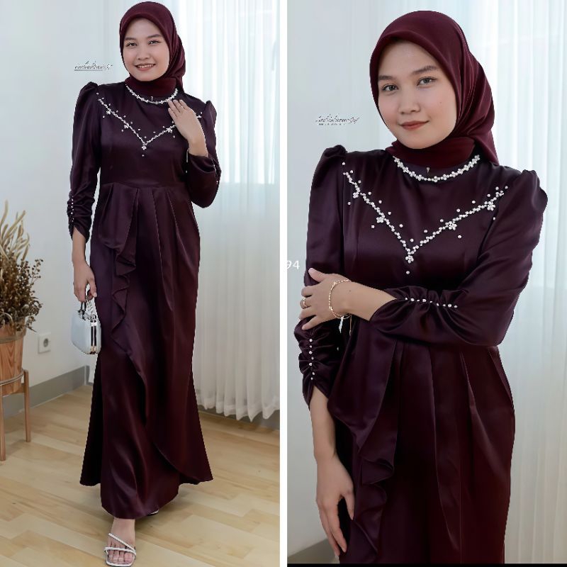 [ Terlaris ] Karisma Dress Simple Mewah Slim Fit | Gaun Duyung | Gamis Kondangan Bridesmaid Viral | 