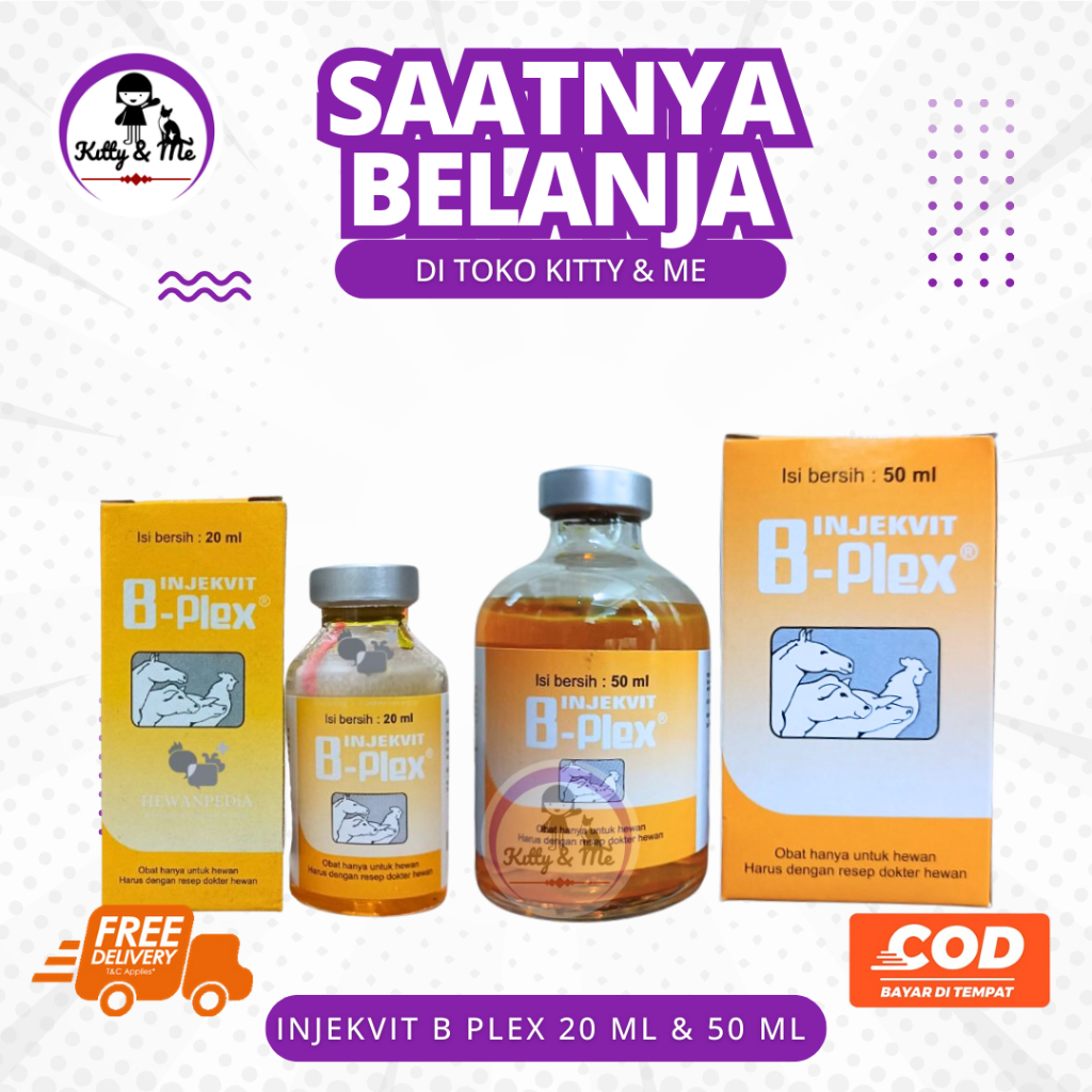 INJEKVIT B PLEX 20 ML DAN 50 ML - Vitamin B Complex Untuk Ternak Sapi Kambing Domba Babi Ayam