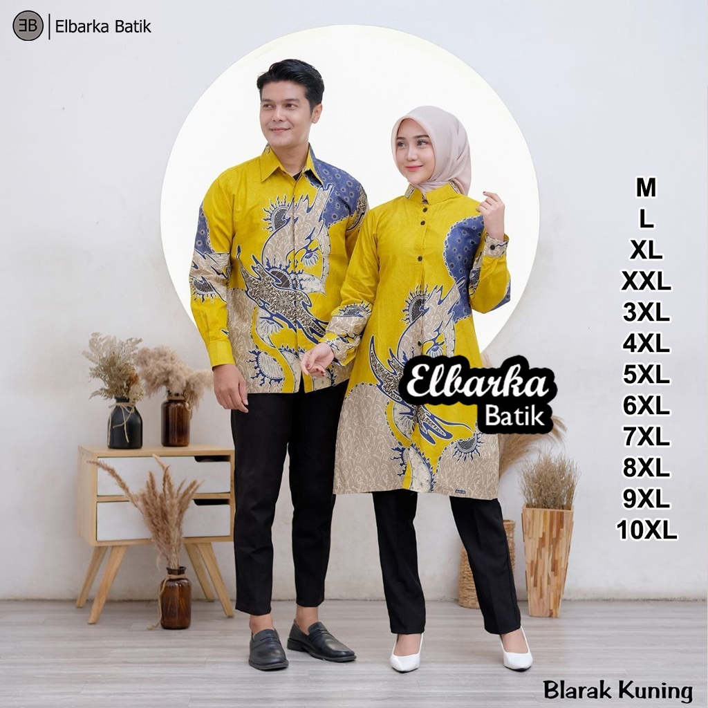 Atasan Batik Couple Pria Wanita Jumbo Terbaru - Kemeja Lengan Panjang & Pendek - Tunik Kancing Full 