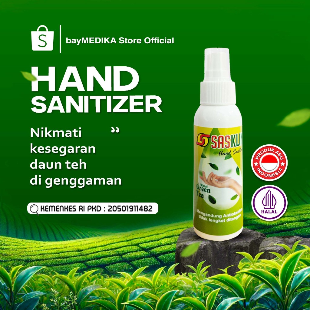 Handsanitizer Aroma Greentea 100 ml SASKLIN HAND SANITIZER CAIR ANTISEPTIC 70%