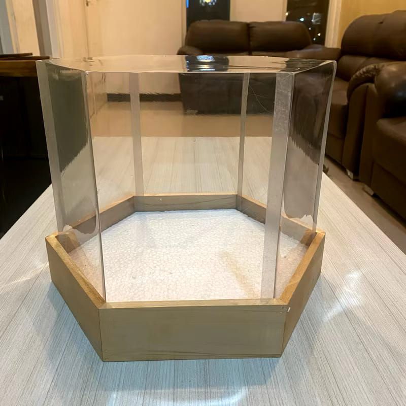 kotak hantaran pernikahan box seserahan pernikahan kayu jati belanda model segi 6/hexagonal