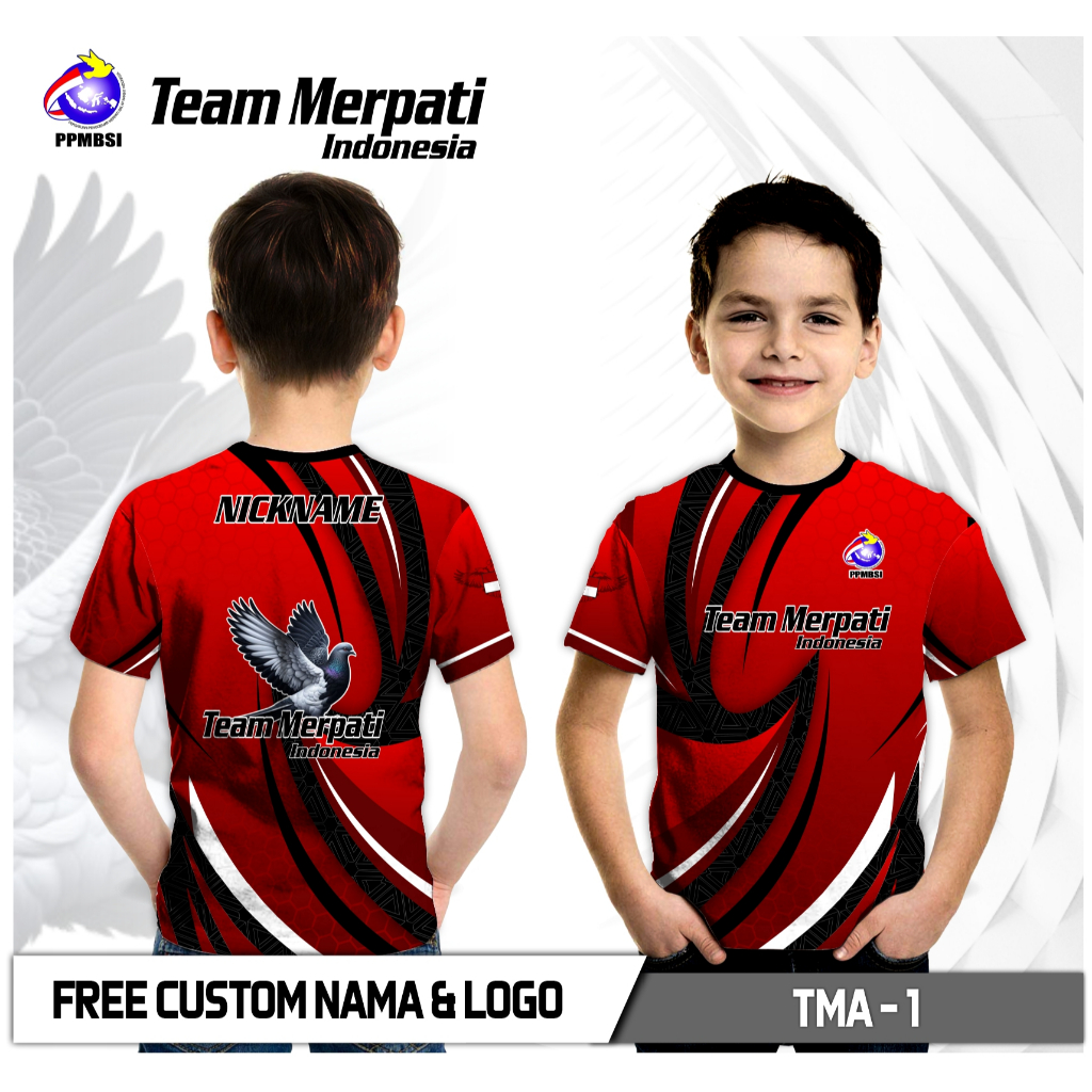 Kaos Jersey Team Merpati Balap Baju Dewasa dan Anak