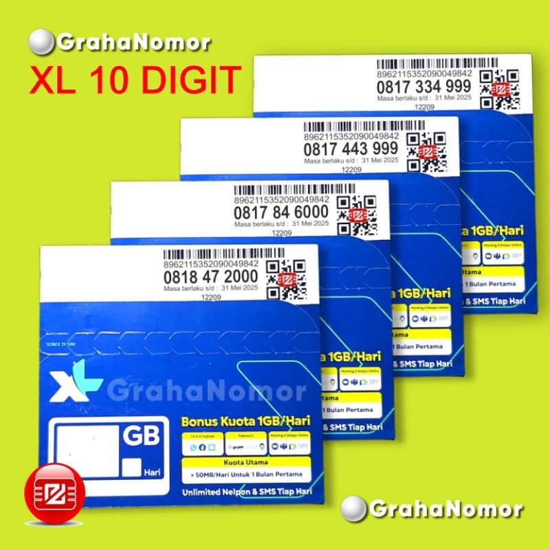 Perdana Nomor Cantik XL 10 Digit - Nomor XL 10 Angka