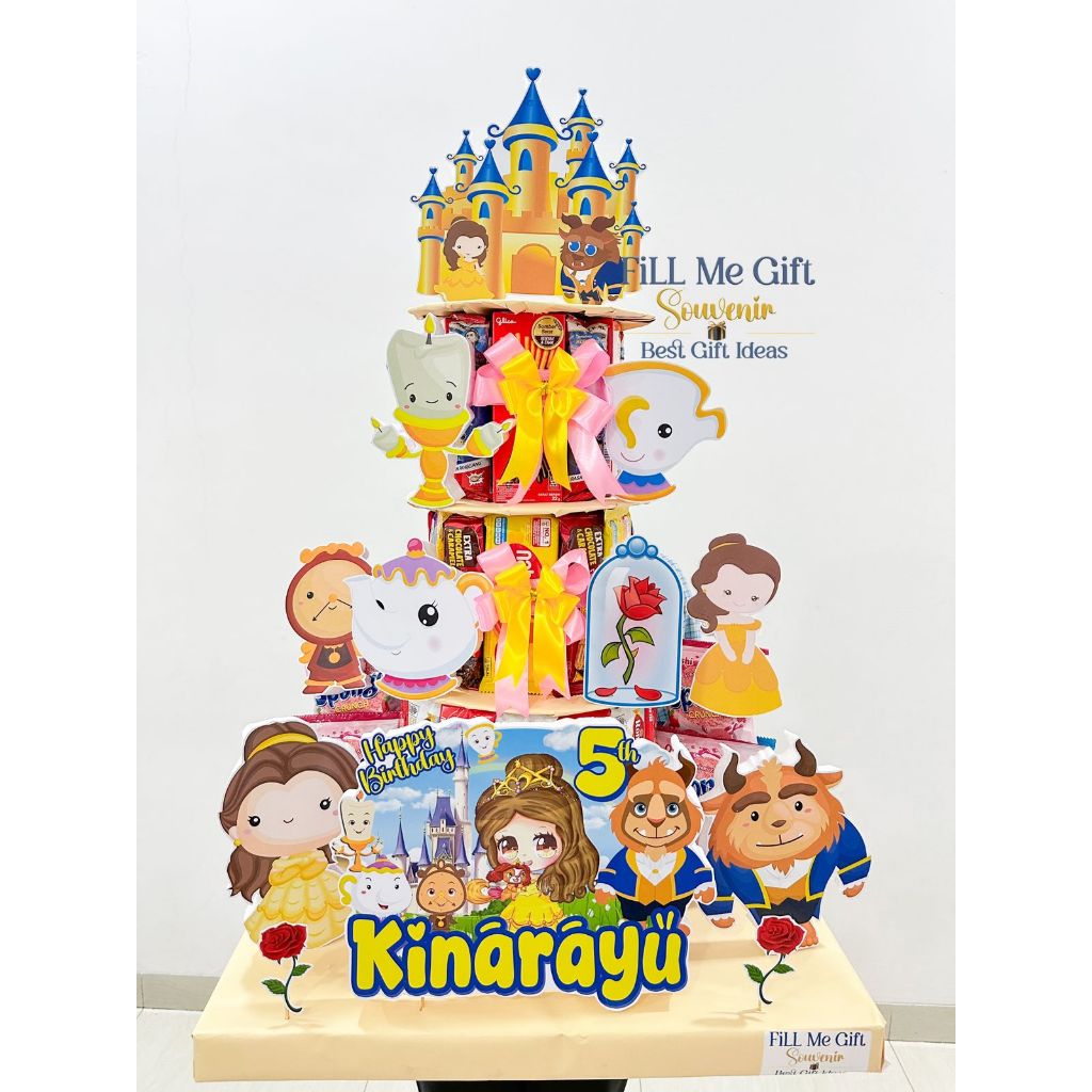 

BK - Princess Belle - Snack Tower Cake Tart Birthday / Kado Ulang Tahun Kue Snack Lucu Tingkat