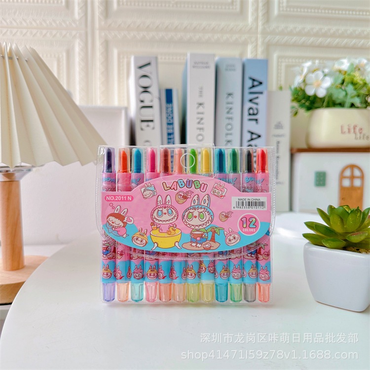 

PK021-PENSIL WARNA/CRAYON STIK KARATER SANRIO LABUBU ISI 12 pcs //IMPORT TERBARU