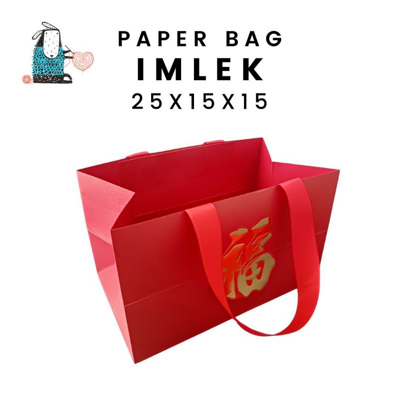 

[ KANINONG ] Paper Bag Imlek Fuk / Goodie Bag Hampers Imlek CNY / Kemasan Imlek / Packaging Imlek / Hiasan Imlek / Aksesori Imlek - 25X15X15