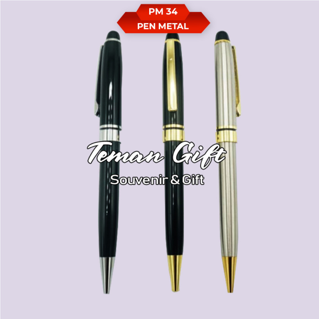 

Pen Metal Pulpen Stainless Besi Custom Grafir Logo Nama Ballpoint PM 34