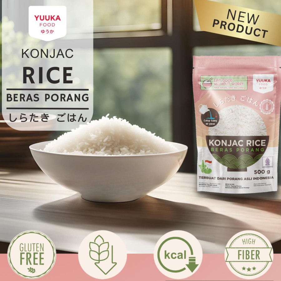 

YUUKA Food Beras Porang Konjac Rice Gluten Free Vegetarian Beras Rendah Kalori