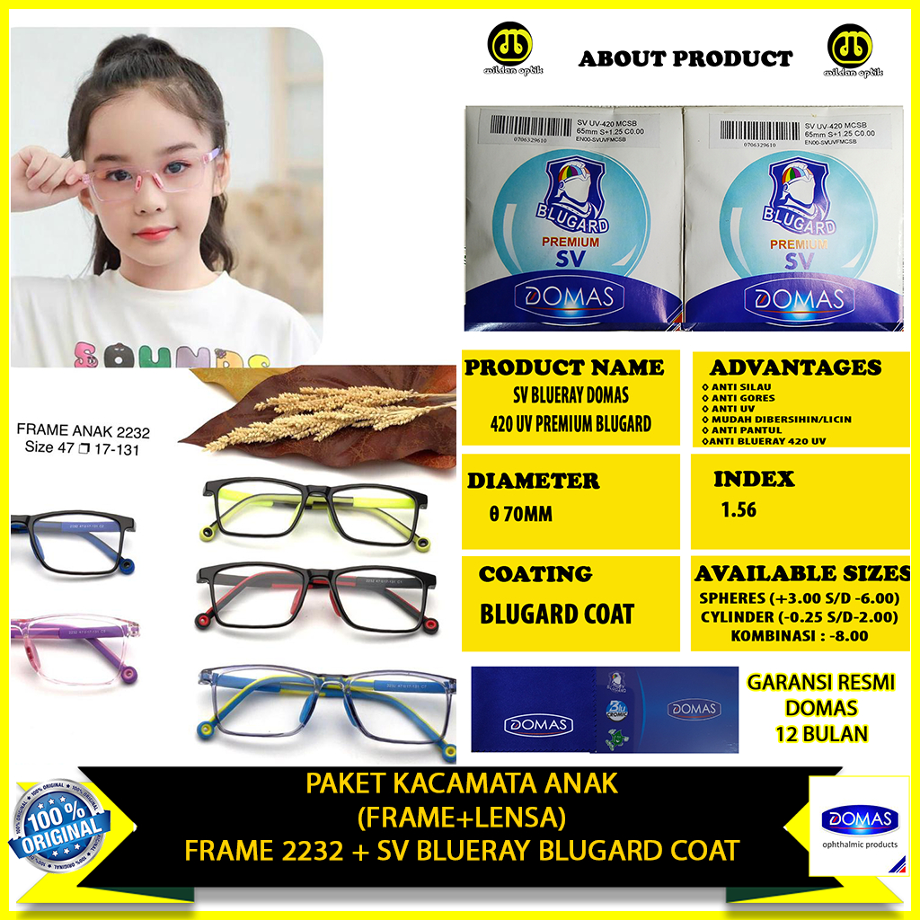 KACAMATA ANTI RADIASI BLUERAY DOMAS FRAME ANAK 2232