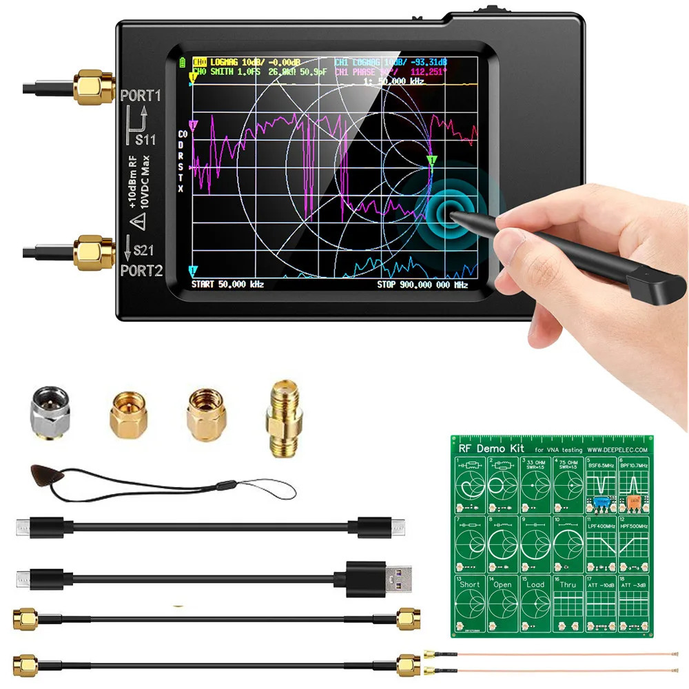 NanoVNA-H Vector Network Antena Analyzer 10KHz-1.5GHz MF HF VHF UHF W/ Shell SD Kartu Slot Filter At