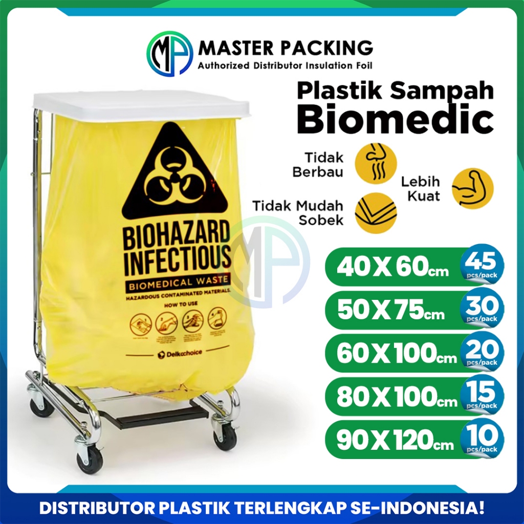 Kantong Plastik Sampah BioHazzard / Plastik Sampah Limbah Medis plastik Infeksius DELKOCHOICE