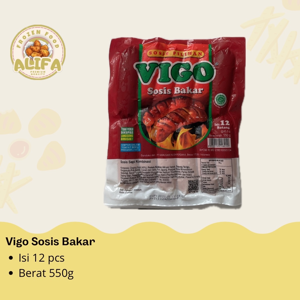 

Vigo Sosis Bakar Pilihan Isi12 PCS 500 GR