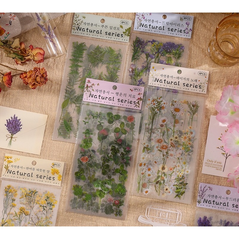 

PINKABULOUS Natural Series Elegant Flowers Diary Deco Stickers - Stikcer Bunga - Sticker Lucu