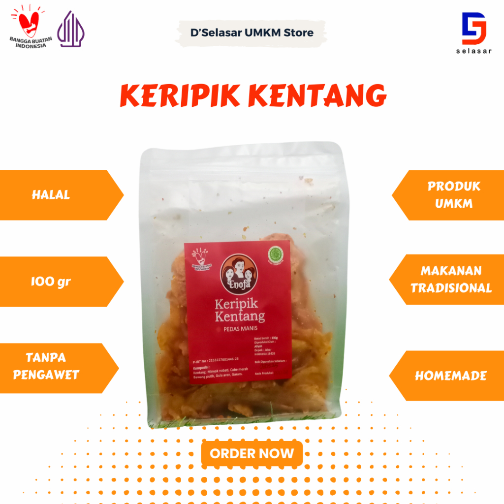 

Enofa - Keripik Kentang pedas manis