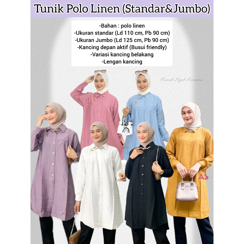 Tunik Polo Linen - Rumah Hijab Humaira Majalengka