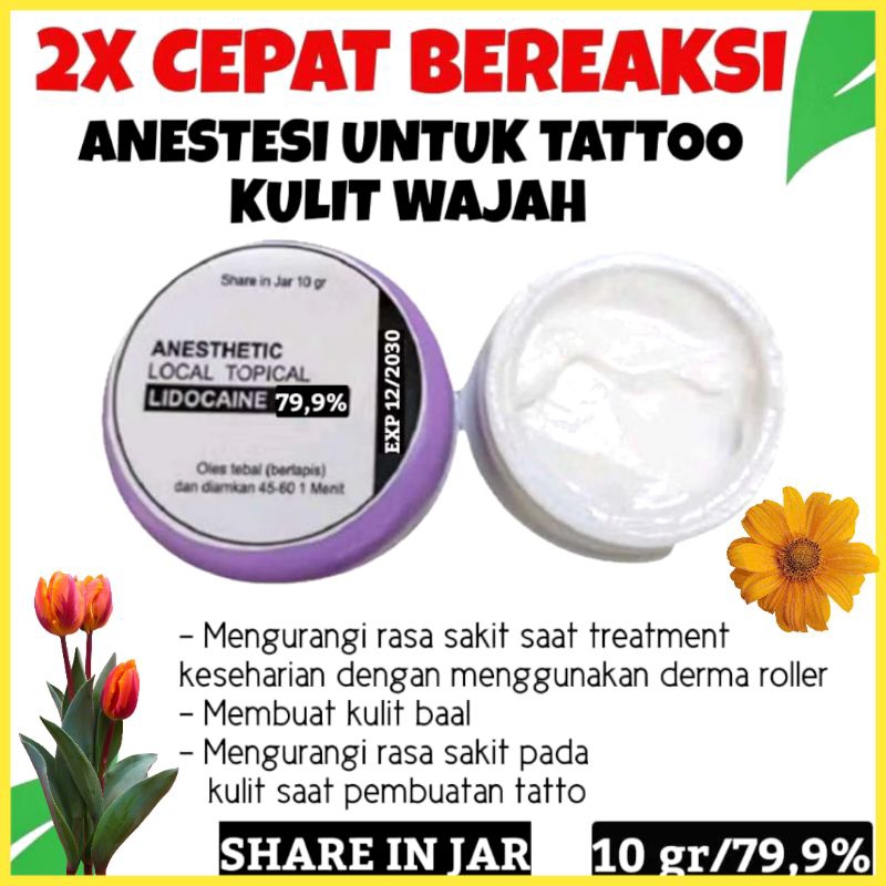 Krim Anestesi Wajah 79,9% Share In Jar 10 gram Anastesi Cream Kebas Scars Sulam Alis Tattoo Mati Ras