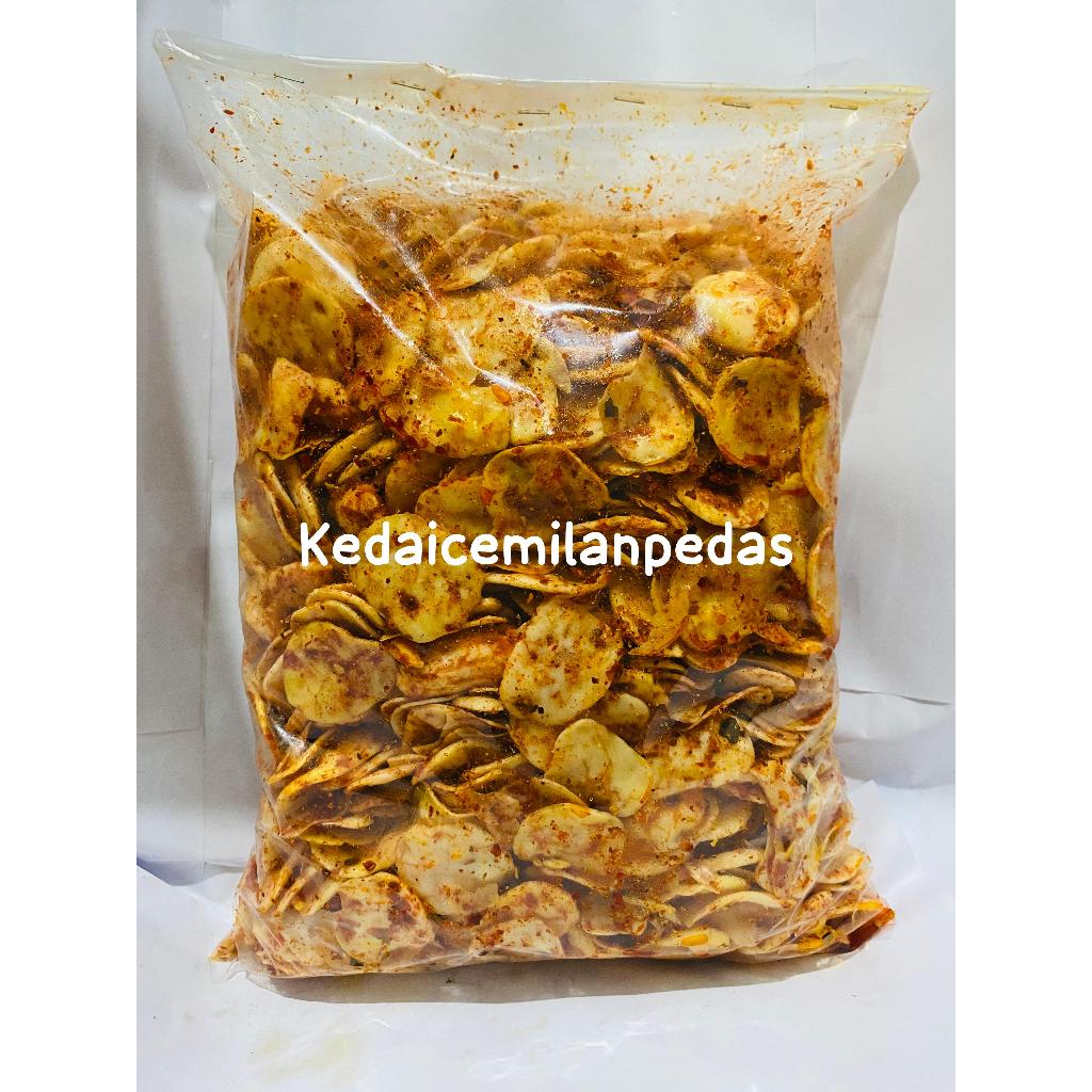 

seblak kering kerupuk putih/sebring kemplang ready varian rasa pedas daun jeruk/original daun jeruk kemasan 1kg 500gr 250gr 100gr