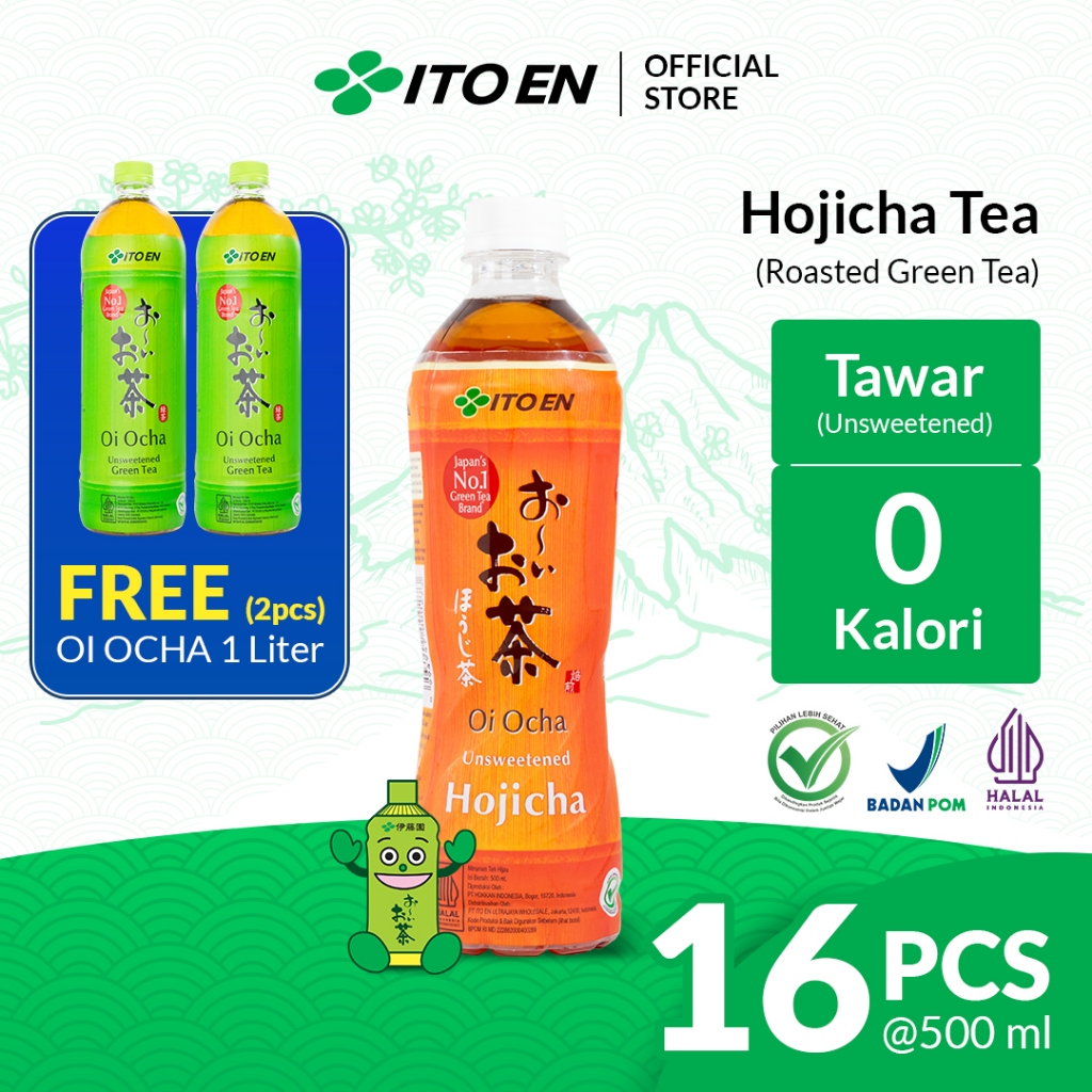

ITO EN Hojicha 500 ml 16 Pcs Unsweetened Tea - Teh Jepang Sehat FREE 2pcs Oi Ocha 1000ml