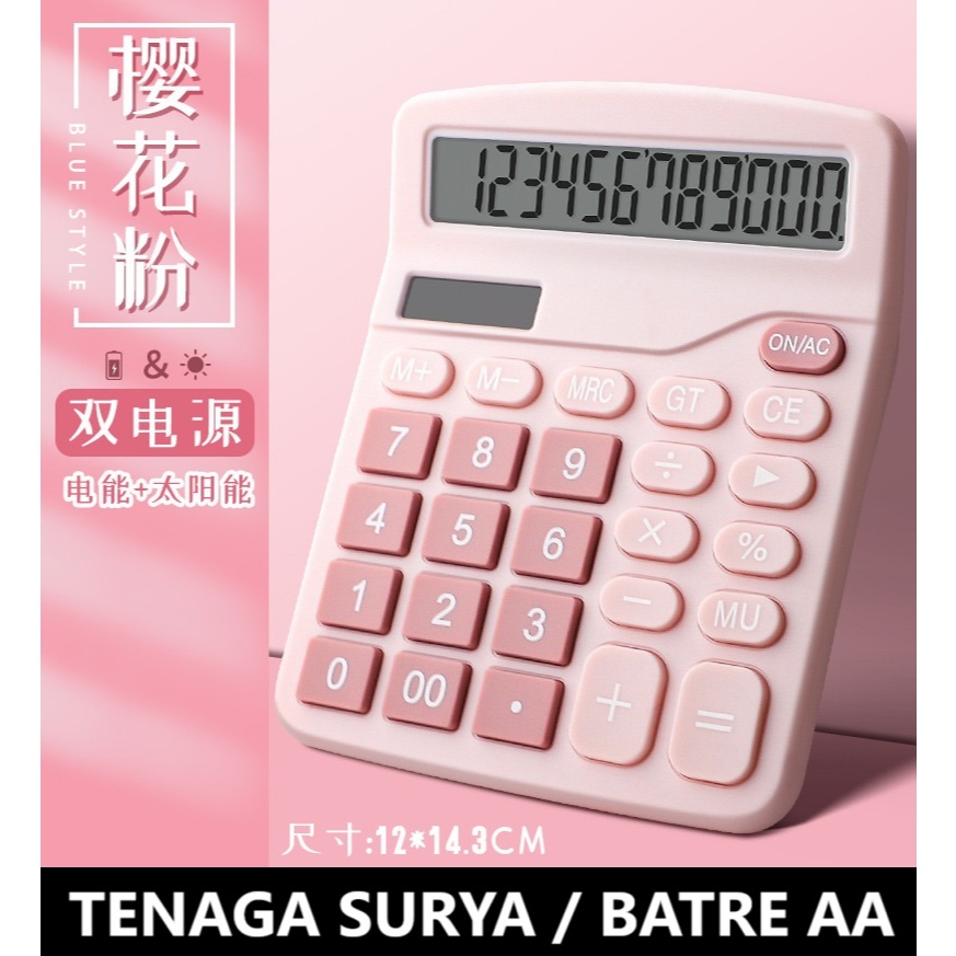 

Kalkulator kerja warna pink light soft pink biru blue tenaga matahari surya bisa baterai AA original import 12 digit desk calculator meja 12cm x 15 cm cakep poll cuakep pol kado hadiah teman kantor kerja sekolah viral tiktok tik tok pacar ibu guru