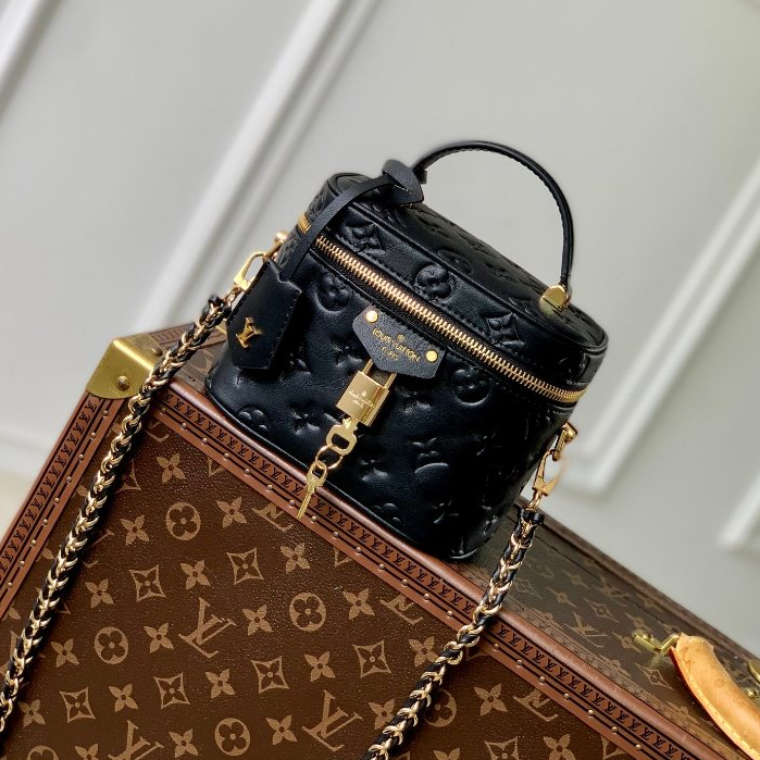Louis Vuitton Vanity tas tangan kecil LV padlock cross body bag hitam