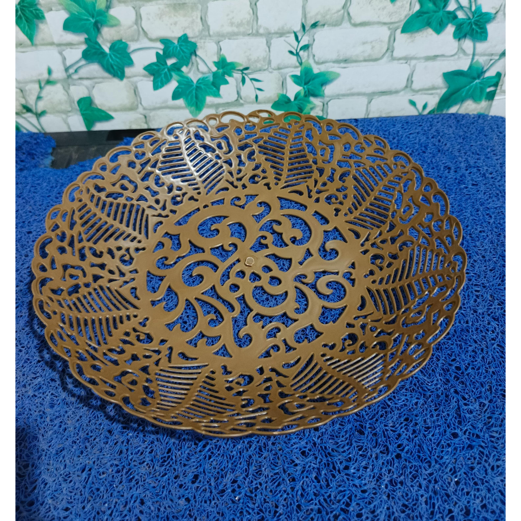 Piring anyam rotan PAKIS besar (28CM) coklat / Piring plastik / Piring anyaman /  Piring saji / piri