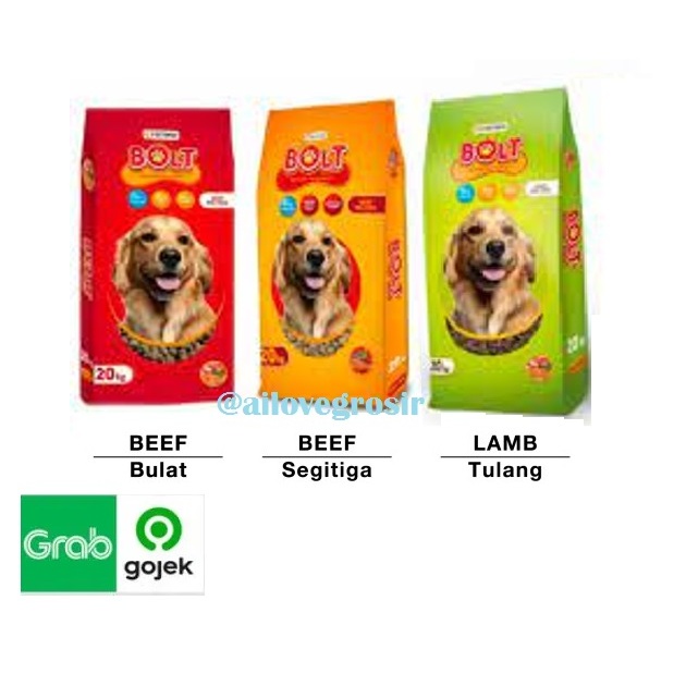 Bolt Dog 20kg Makanan Anjing Kering Dog Dry Food Bolt Dog Small Breed Beef & Rice