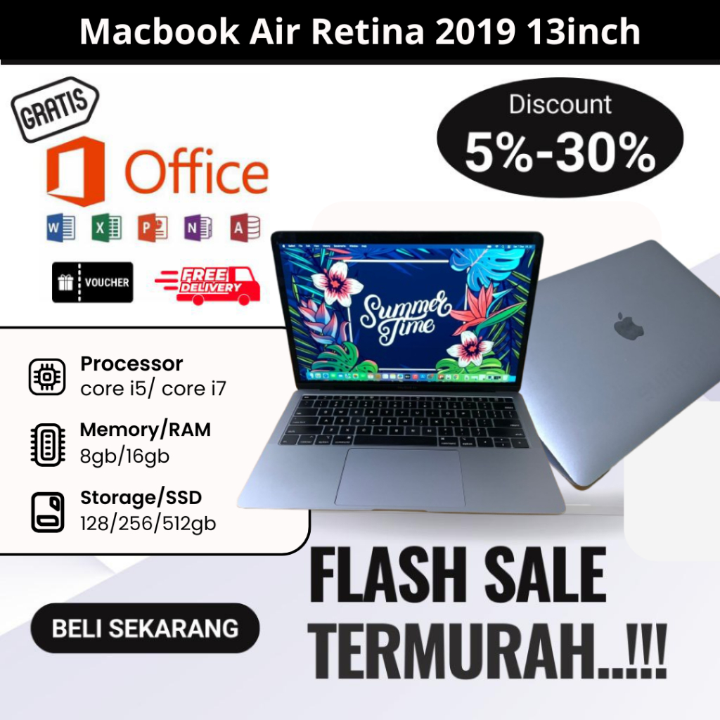 (Promo) MacBook Air Retina (13inch 2019) || RAM 16gb SSD 256gb