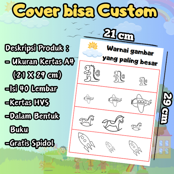 

WORKSHEET ANAK untuk TK-A, LEMBAR KERJA ANAK TK-A, BUKU AKTIVITAS ANAK TK-A, WORKSHEET 40Halaman