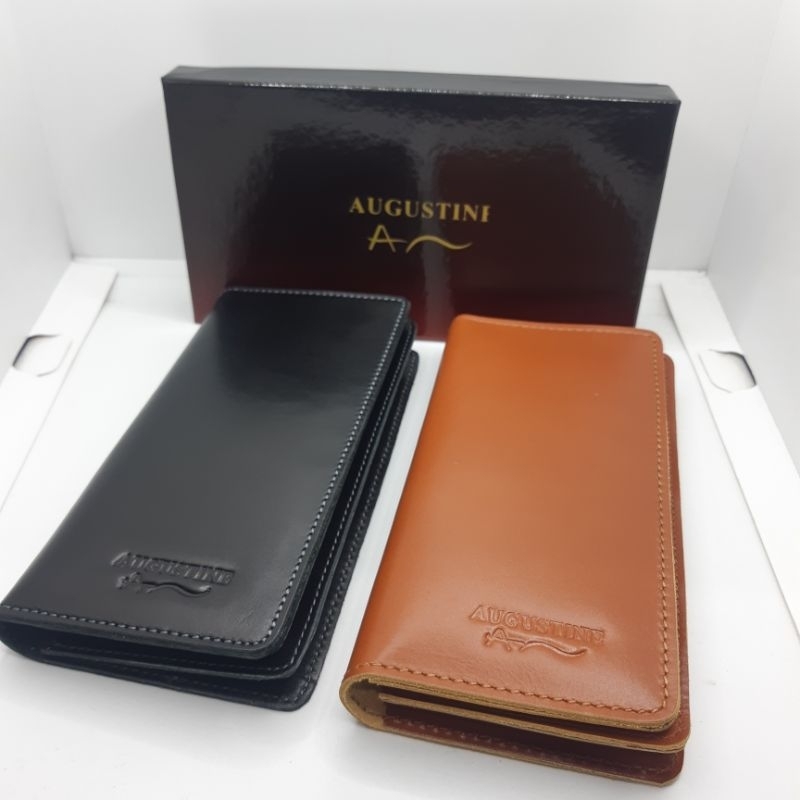 Dompet pria panjang lipat dua kulit kartu dan uang augustine