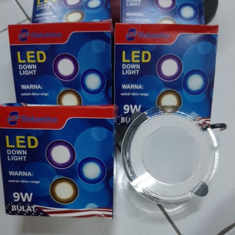 LED DOWNLIGHT 3 WARNA 9WATT (NETRAL+BIRU+UNGU)
