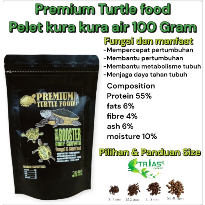 Pelet kura kura air/premium turtle food makanan kura kura air/pelet kura air/pelet turtle/makanan ku