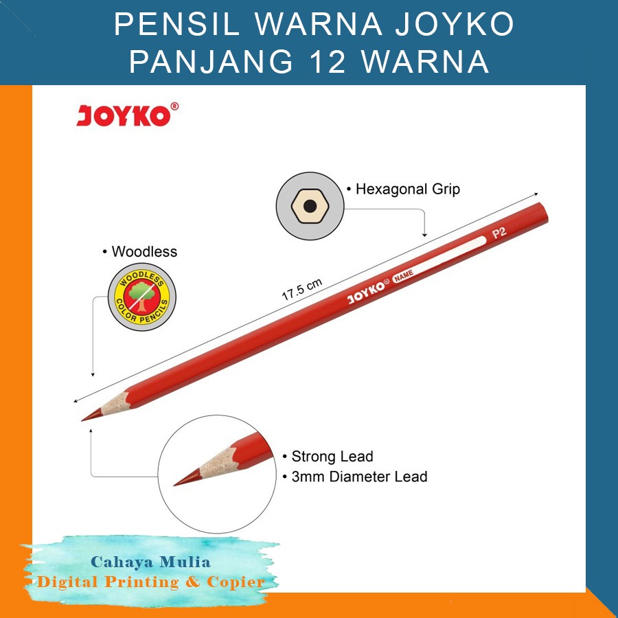 

Pensil Warna Joyko 12- 24 - 48 warna panjang - 48 PANJANG