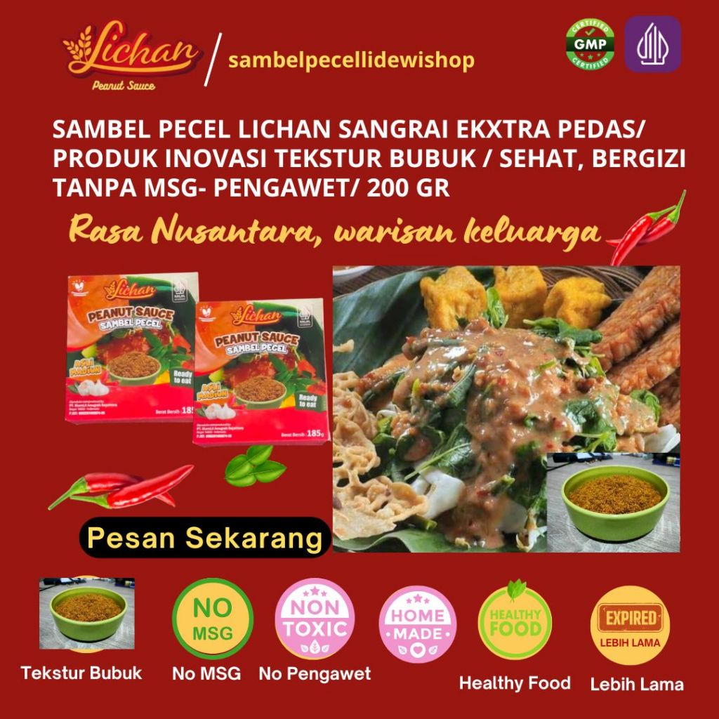 

Samcel Lichan Sangrai Ext. Pedas/Produk Inovasi/Tektstur Bubuk/Sehat/Tanpa MSG/Tanpa Pengawet/200g