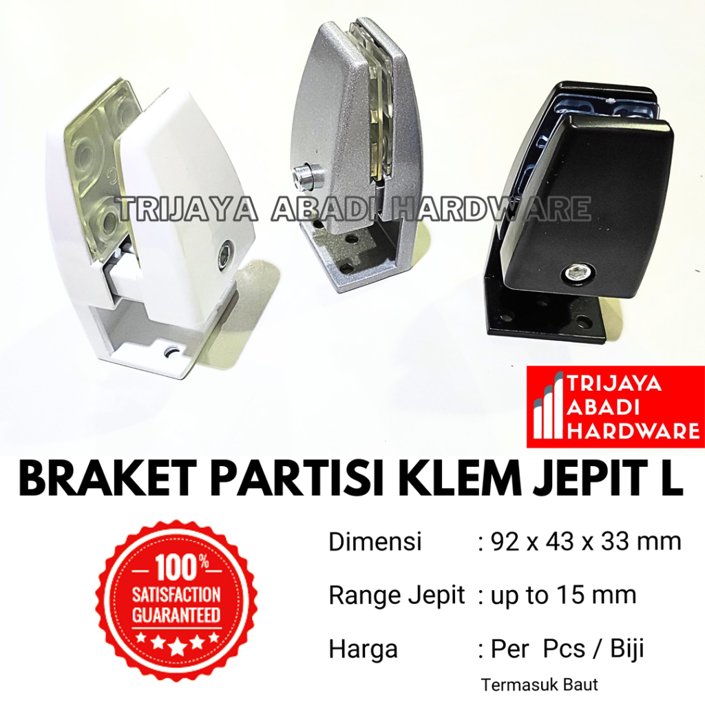 Braket Partisi L Meja Kantor Klem Jepit Kaca Akrilik Kayu Batas Ruang
