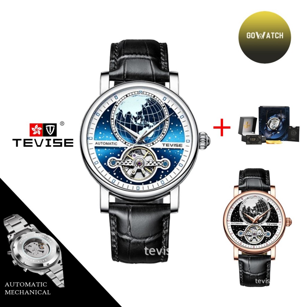 TEVISE Jam Tangan Otomatis Mekanik Original Earth Astronot Blue Bulat (W2-004-T867K)