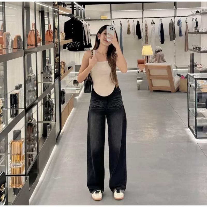celana jeans retro highwaist wanita celana jeans stretch melar wanita