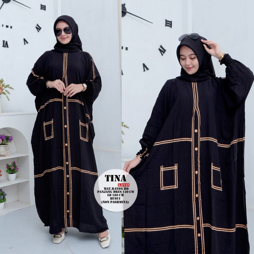Batik Naura Collection - Kaftan Tina Jumbo Ld 170/Gamis Lowo Rayon Premium Busui/Gamis Batik pekalon