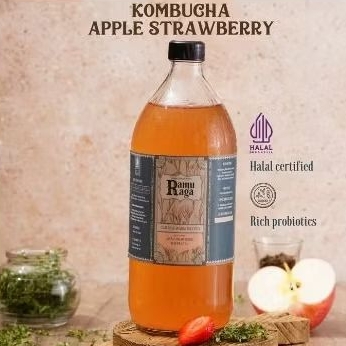 

Strawberry Apple Kombucha - 1L Ramuraga Teh Fermentasi Probiotik