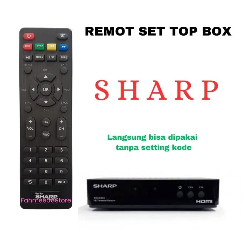 Sharp Remote Set Top Box HDMI DVBt2
