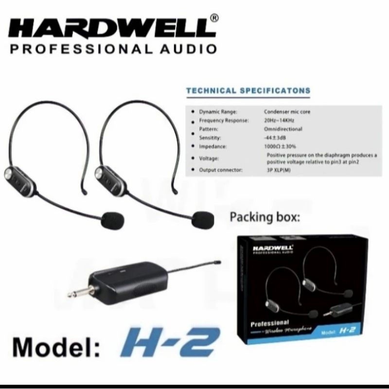 Mic Wireless Hardwell H2 Headset Original Hardwell H2 Bando