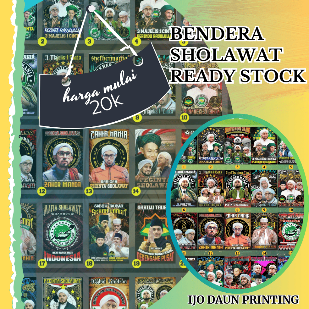 BENDERA MAJELIS SHOLAWAT SIAP KIRIM  READY STOCK UKURAN 200X150 SYEKHERMANIA ZAHIR MANIA MAFIA SHOLA