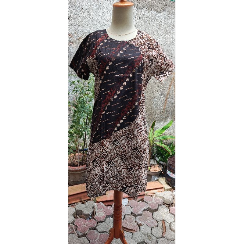 DRESS BATIK SOGAN SIZE XL || BAJU BATIK || BAJU BATIK PEREMPUAN