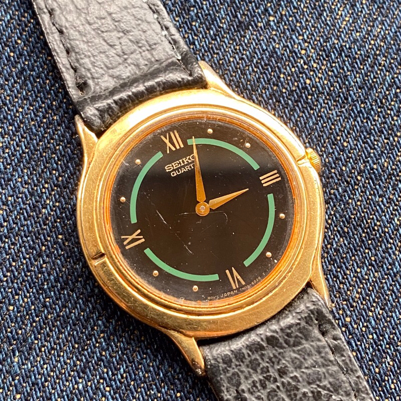 Jam Tangan Seiko 2 jarum quartz Japan Vintage slim Gold jadul kuno antik classic pria wanita