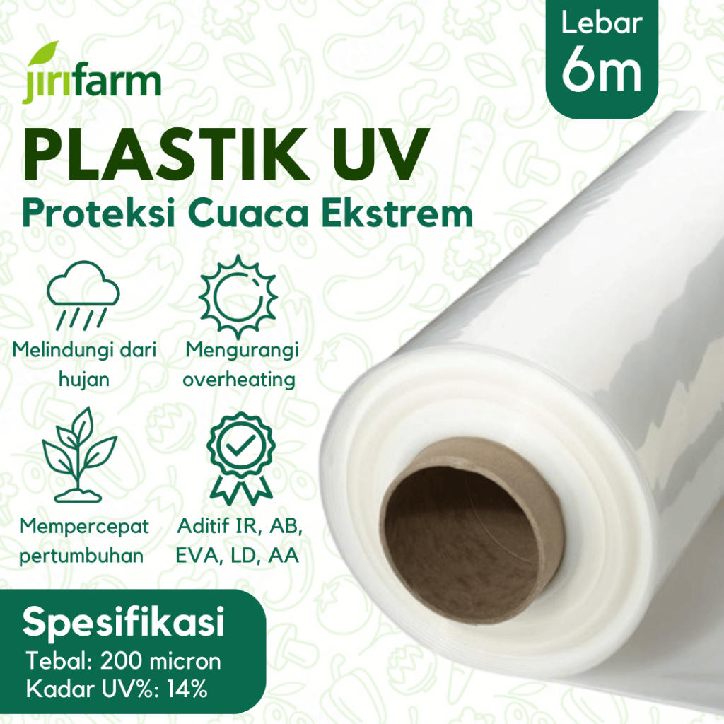 JIRIFARM - Plastik UV Green house Tebal 200 Micron 14% Lebar 6 Meter Eceran Per Meter