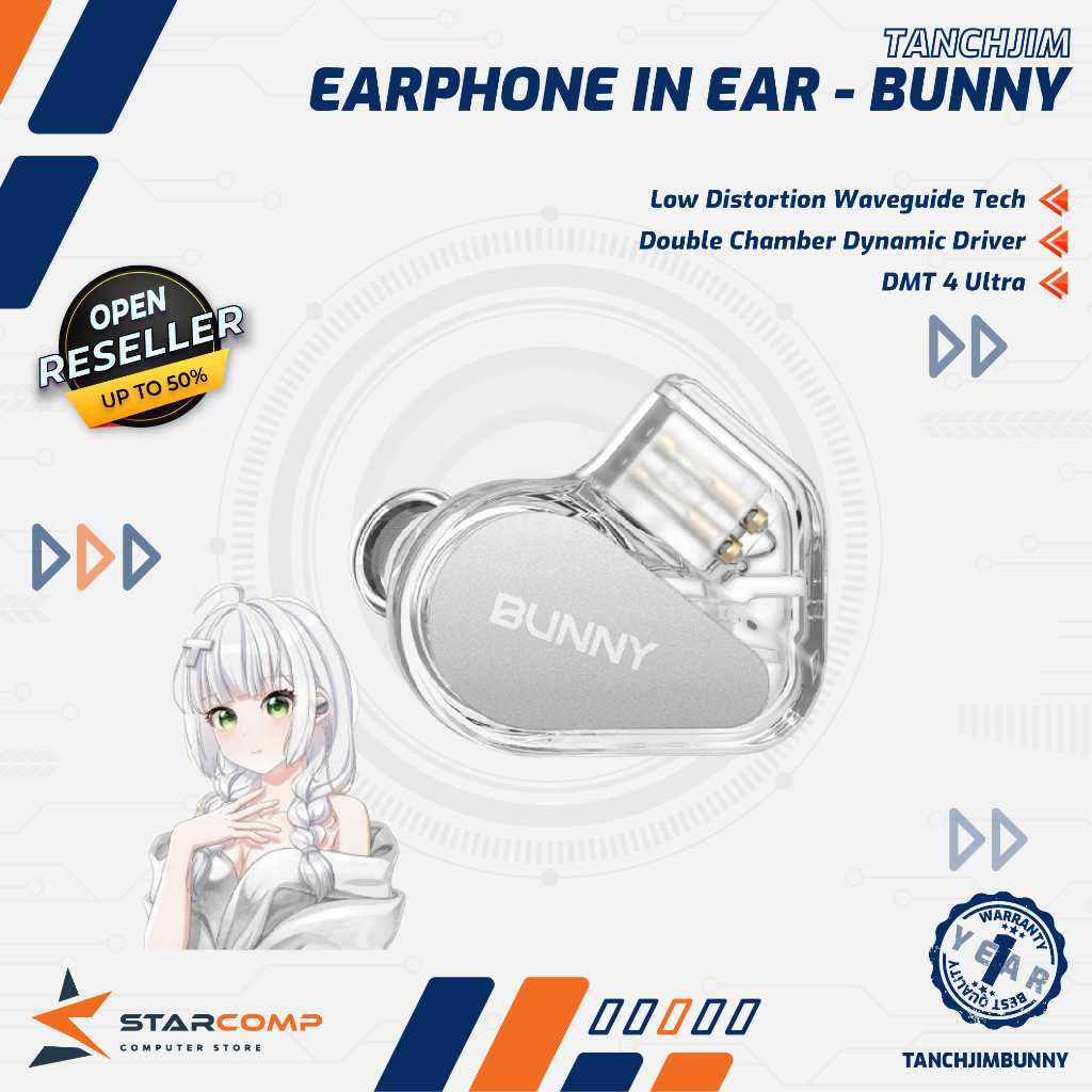 Tanchjim Bunny DMT4 Ultra Dynamic Driver Earphone In Ear Monitor With Microphone