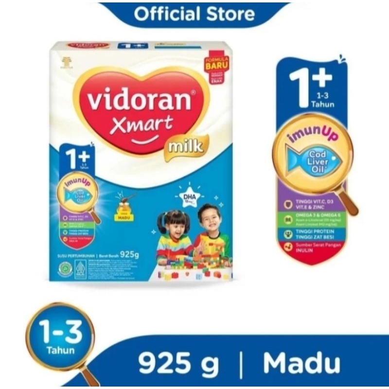 

Vidoran Xmart 1+ MADU Susu Formula Untuk Anak Usia, 1-3 Tahun, Ukuran : 925 gram