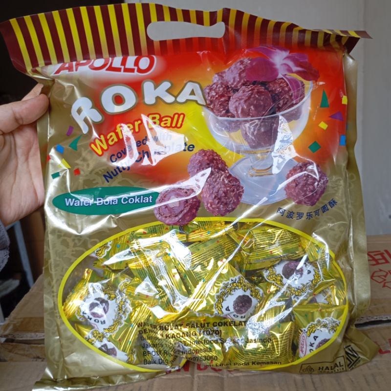 

Chocolate Apollo Roka Wafer Ball 50pcs Coklat Bola Wafer