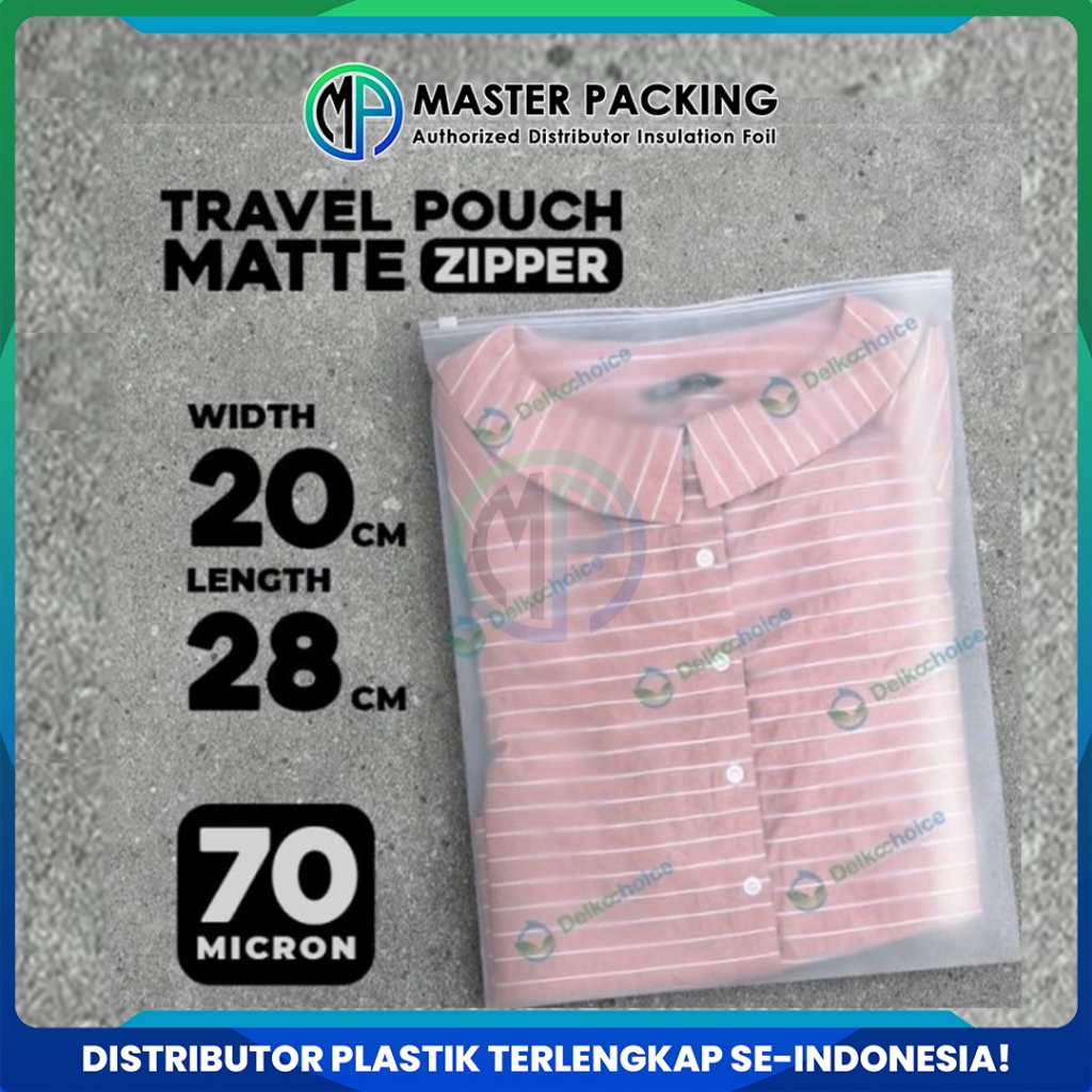 Plastik Travel Pouch Zipper Bag 20cm x 28cm 70 Micron Premium Kantong Organizer Matte - Delkochoice